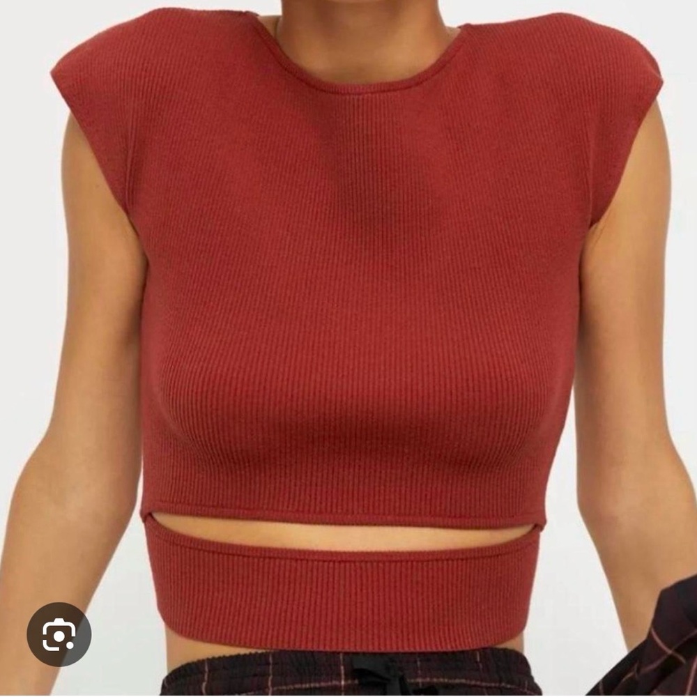 Wilfred Burgundy Ribbed Crop Top